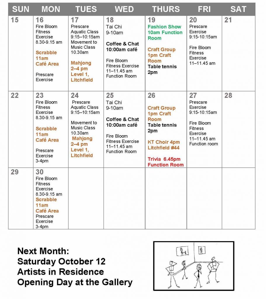 Kingsford Terrace Corinda: Resident Activity Calendar | September 2019 page 2