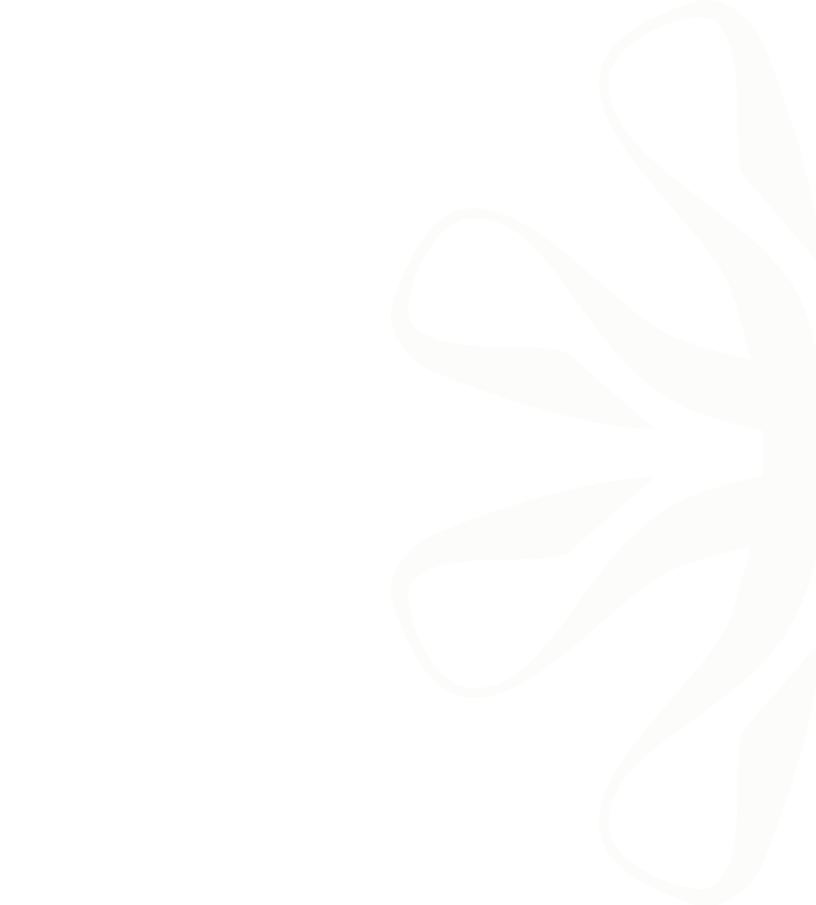 Abstract, light gray organic shapes curve and branch outward against a white background, forming a subtle, symmetrical pattern that resembles stylized leaves or coral. The design is minimalist and airy.